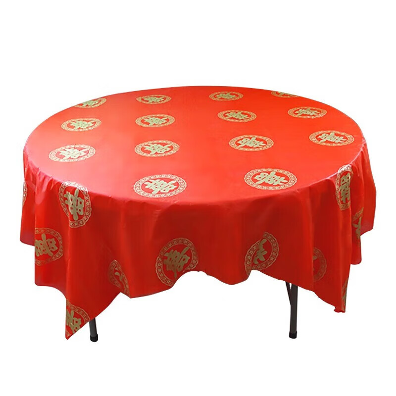 He Jiagong disposable tablecloth red tablecloth plastic round thickened wedding banquet tablecloth rectangular festive film