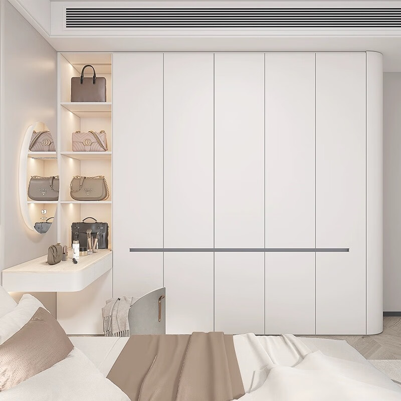 Aochaohang Guangzhou Foshan board whole house custom-made factory furniture door-to-top modern simple solid wood wardrobe cabinets PET cabinet door custom series high gloss-skin feel Square meters