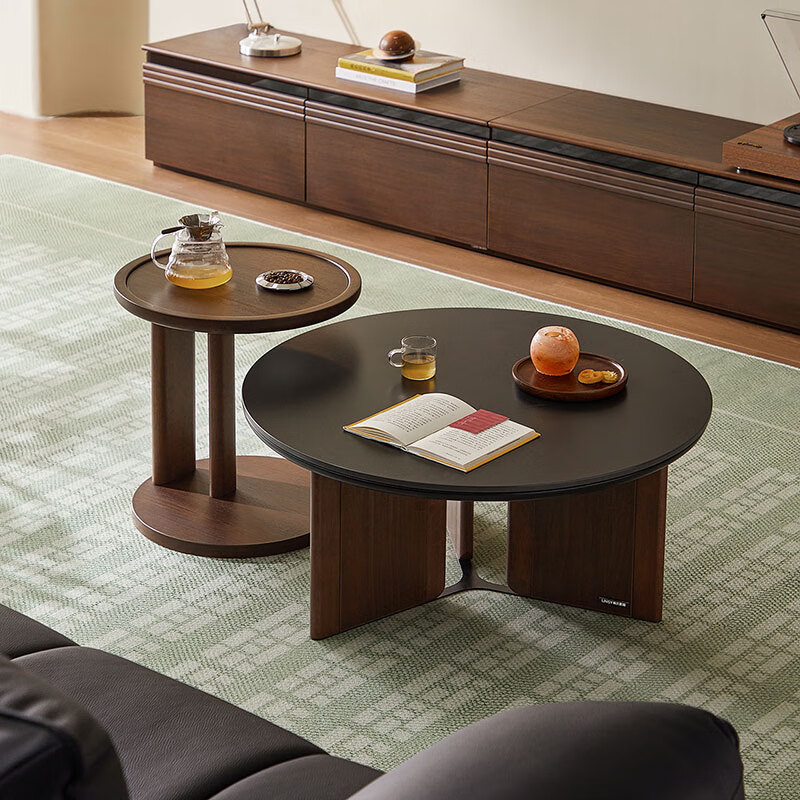 Lin's home walnut color floor-standing TV cabinet living room 2025 new combination coffee table size apartment Tata series UY2L