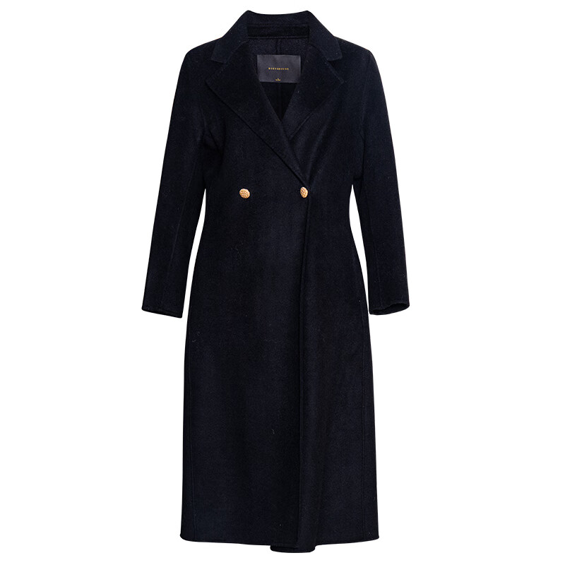 ROEYSHOUSE Luo Yi Light Luxury Sheep Wool Mid-Length Coat Intellectual Double-sided Woolen Jacket 12917 Black M