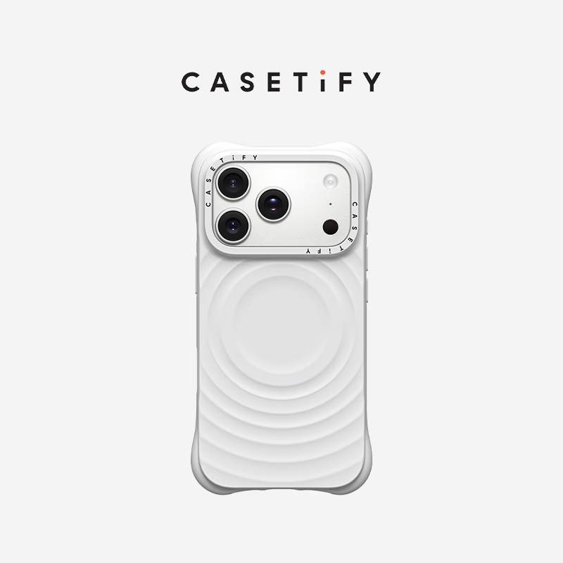 CASETIFY Solid Color Wave Phone Case MagSafe Compatible Silicone Phone Case Suitable for Apple iPhone17/16/15 Air/Plus/Pro/Max Phone Protective Case White Magsafe iPhone17 Pro Max