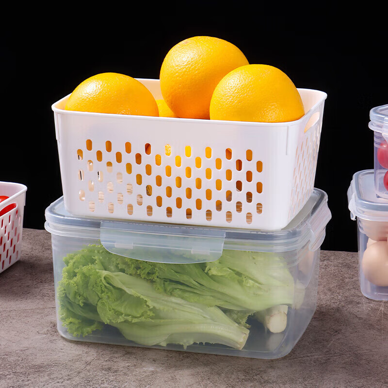 Baijie refrigerator crisper frozen mustard pickle storage box onion ginger garlic mini food grade packaging box 100ml double-layer refrigerator crisper 3300ml