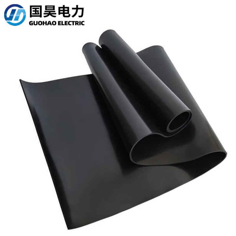 Guohao Electric Power High Voltage Insulating Mat 10kv Insulating Rubber Mat Floor Mat Black Industrial Power Distribution Room Rubber Sheet 1m*10m*5mm Thick/Roll Rubber 10KV 5 Days