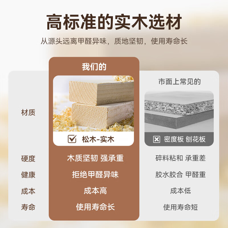 Solid wood bookshelf floor-standing storage rack movable trolley book storage rack household simple multi-layer bookcase solid wood three-layer 60*30*82cm walnut color