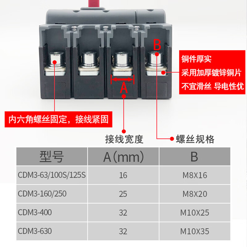 Air switch molded case circuit breaker 160A Delixi 3P4P100aCDM3 main switch three-phase four-wire 380V 1000A 3P