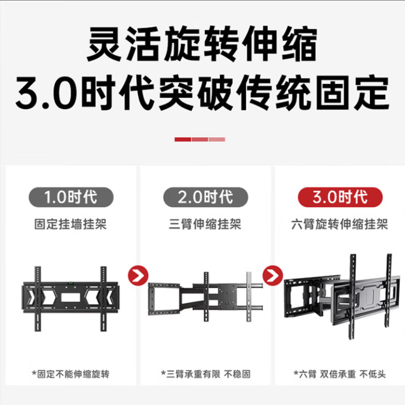 TV stand TV rack monitor stand TV rack suitable for Xiaomi Hisense TCL TV 75-inch TV 32-inch JD Express double-arm telescopic swing bracket 26-75 inches