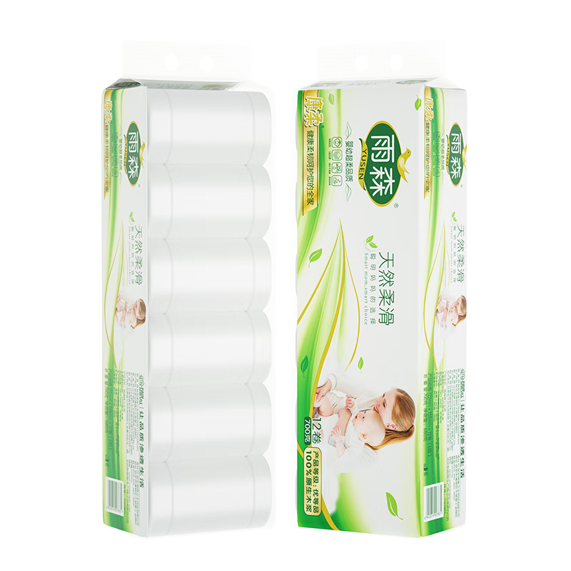Yusen maternal and infant coreless paper towels for mothers and infants 6-layer thickened wettable household toilet paper 100% virgin wood pulp 6 layers 58g/roll*12 rolls 1 pack best-selling model