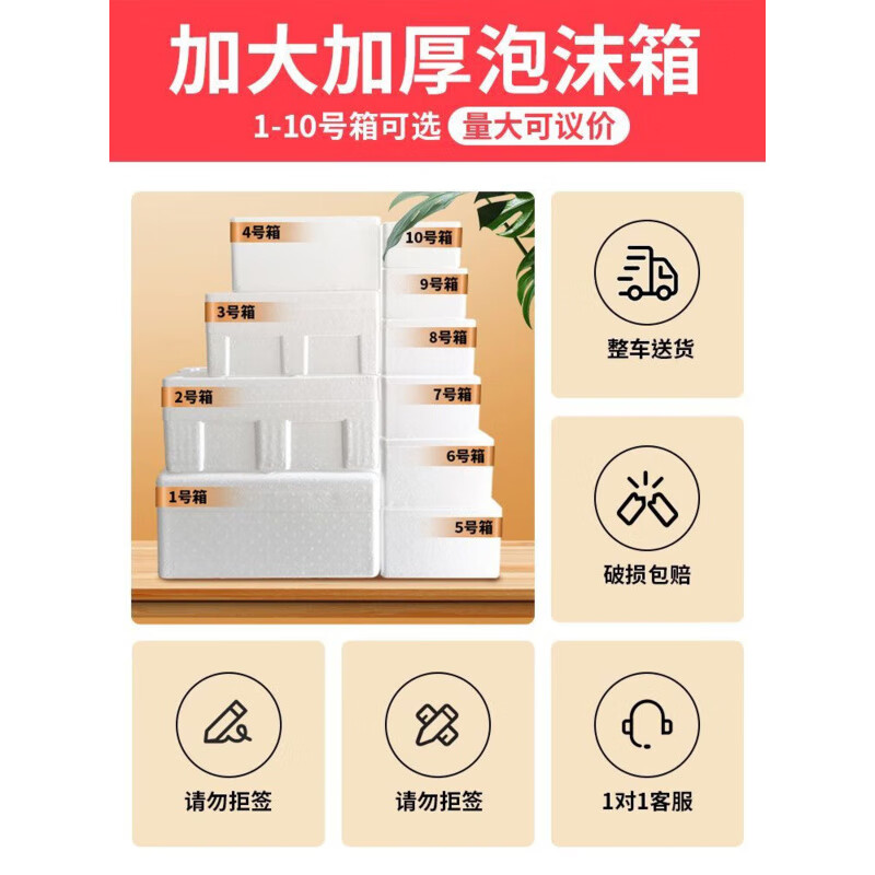 Refrigerated foam box express special thickened insulated box wholesale large packaging anti-fall commercial fruit planting large box Postal No. 1 box - quantity 3
