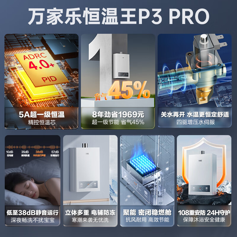 Macro gas water heater Constant Temperature King P3 supercharged version 16 liters of natural gas first-level energy-saving water servo first-level constant temperature large water volume anti-freeze trade-in P3PRO (F)