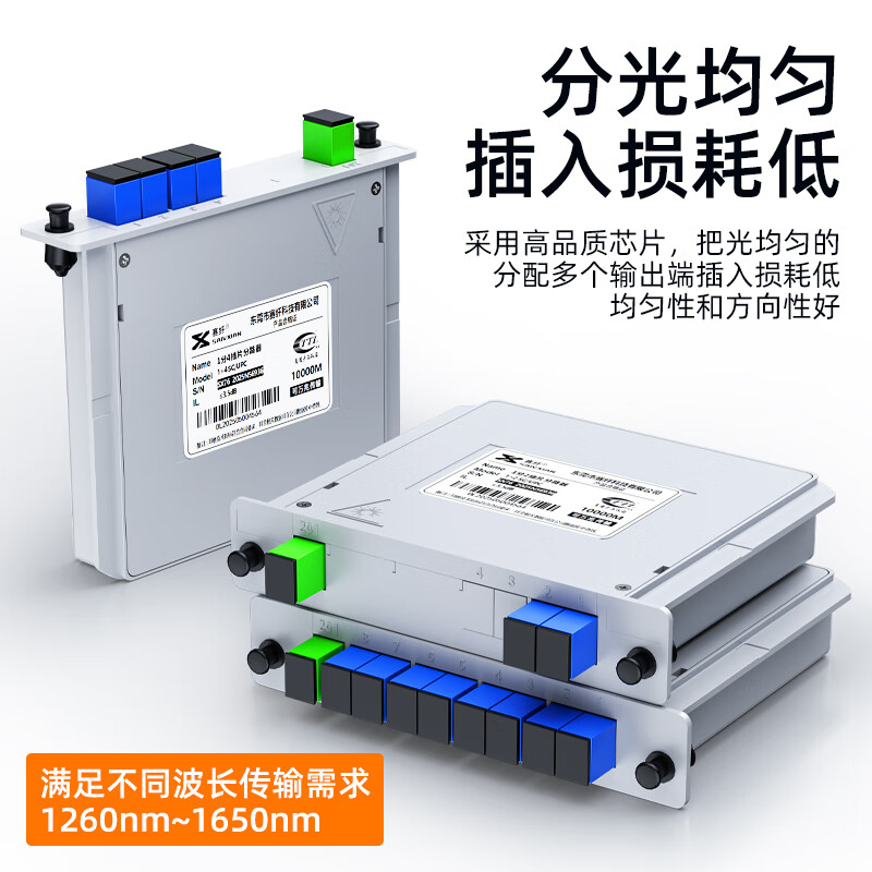 Sai Fiber optical fiber splitter 1 minute 4 plug-in card type carrier-grade optical fiber splitter single-mode square head SC/UPC pigtail mobile Unicom Telecom PLC box splitter 1/4