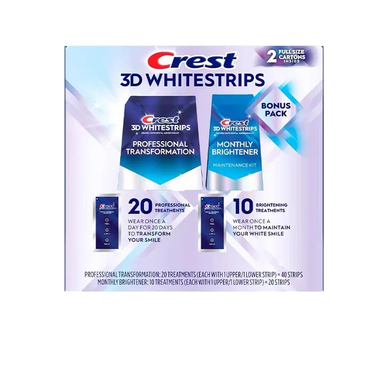CREST 3D Whitening Teeth Strips Teeth Whitening Quick-acting Whitening, Yellowing and Stains Removal 30 Pairs/60 Tablets US Version
