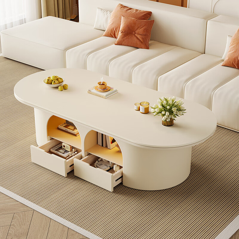 Home slate coffee table cream style living room small apartment creative light luxury high-end home modern small table 2026 new style white pure white matte slate 120*60*45