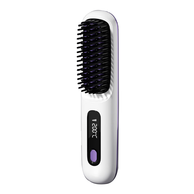 Dian Xiaocheng Hair Straightening Comb Negative Ions Will Not Damage Hair Wireless Portable Straightening Comb Straightening and Curling Dual-Use Hairdressing Tool - Matte White
