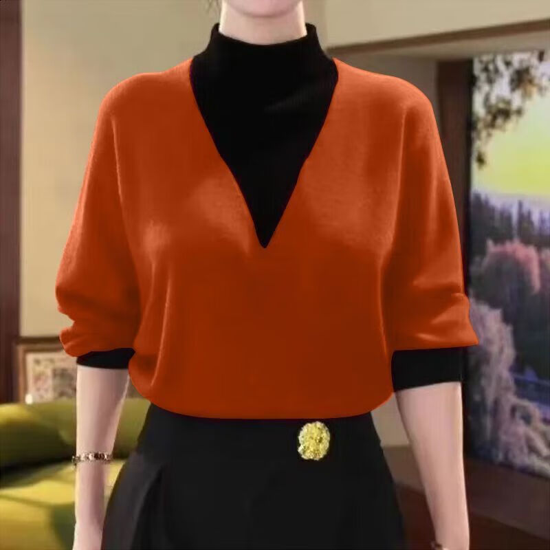 New autumn and winter women's high-neck double-sided German velvet long-sleeved bottoming shirt can be worn outside to cover the belly in a fashionable style. New autumn and winter style. Purple M. Recommended 80-100 pounds.