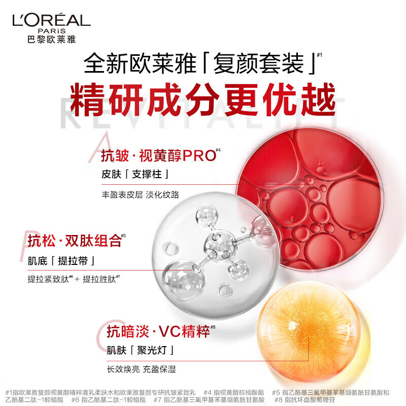 L'Oreal Rejuvenating Toner Set (Softening Toner 65ml + Firming Milk 50ml) Anti-Wrinkle Firming Skin Care Products New Year Gift