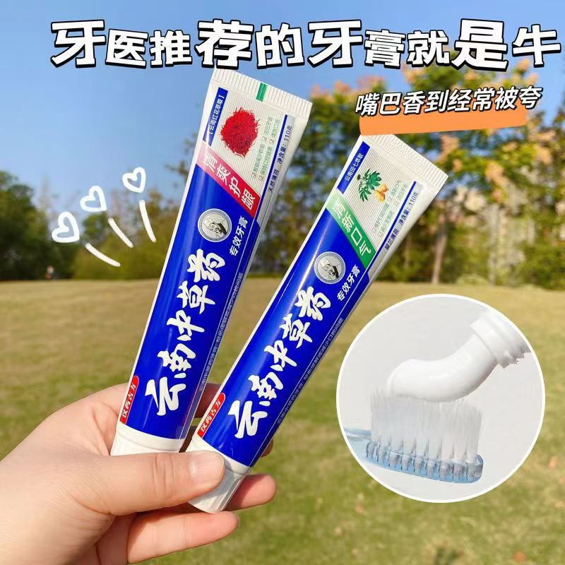 Ancient Chinese Medicine Prescription Yunnan Chinese Herbal Medicine Toothpaste Brightens and Freshens Breath, Removes Yellow Tartar and Removes Bad Breath Toothpaste Ancient Chinese Medicine Prescription Tianqi 110g*1 stick