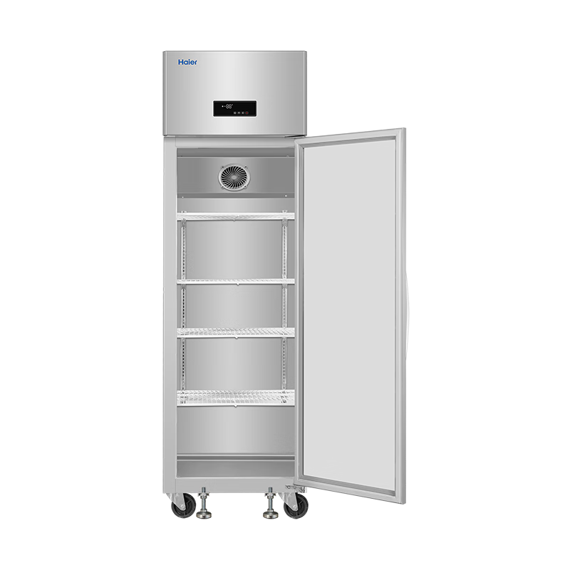 Haier kitchen refrigerator commercial vertical four-door\six-door freezer hotel canteen hotel restaurant back kitchen stainless steel copper tube large capacity 403 liters glass single door fully refrigerated stainless steel cycle refrigeration