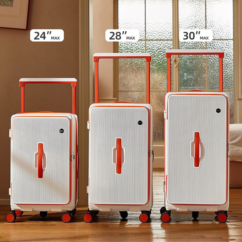 Side-opening suitcase wide trolley box 24 inches large capacity 20 inches password check-in luggage Jing Tokyo Hi self-operated white with orange 30% 2025 edition limited contrast color 28 inches