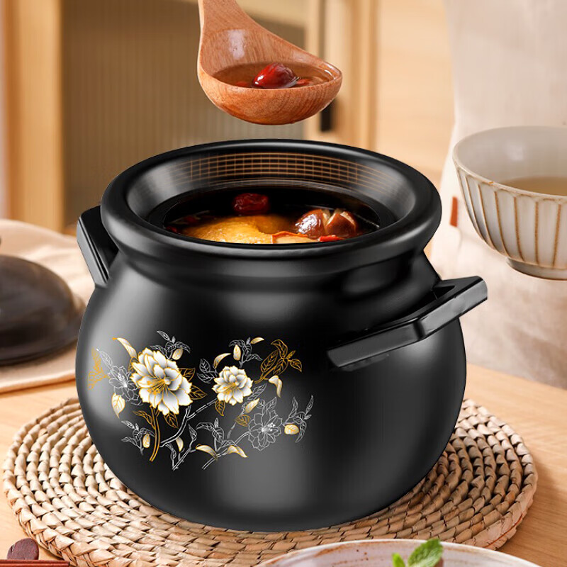 Casserole stew pot, household gas-resistant high-temperature dry-burning non-cracked decoction pot, chicken pot, special soup pot for gas stove, 6.5L stew pot, suitable for 6-10 people/6.5L