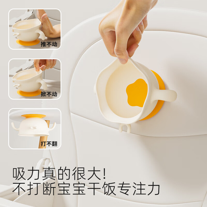 PUTOT children's olecranon food supplement bowl 1-2-3 years old baby eats independently rice cereal bowl anti-fall and high temperature resistant silicone egg drop bowl