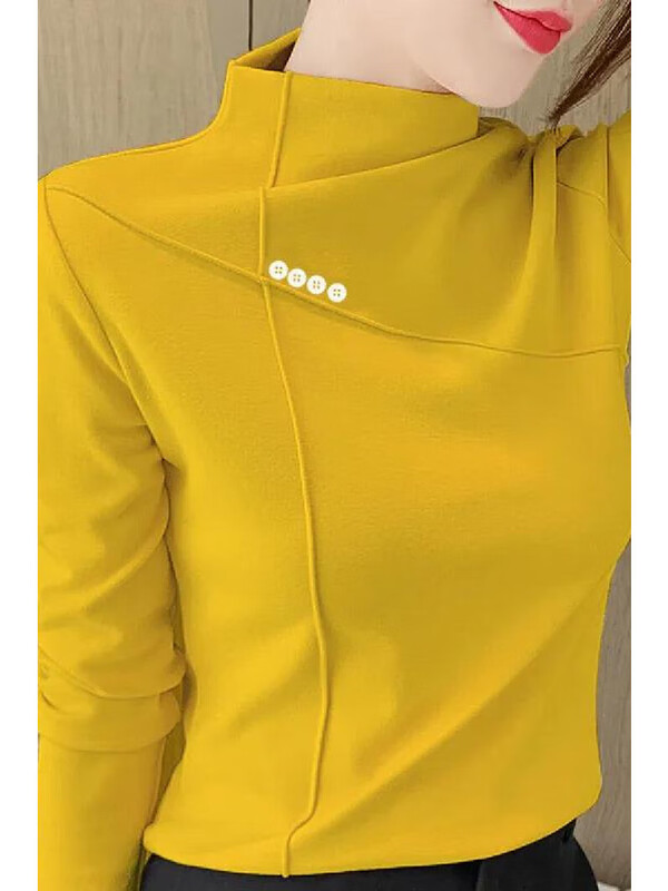 Double-sided German velvet bottoming shirt for women, new high-end half turtleneck 2025 T-shirt, fashionable high-end autumn and winter versatile top, white M, recommended 80-100 pounds