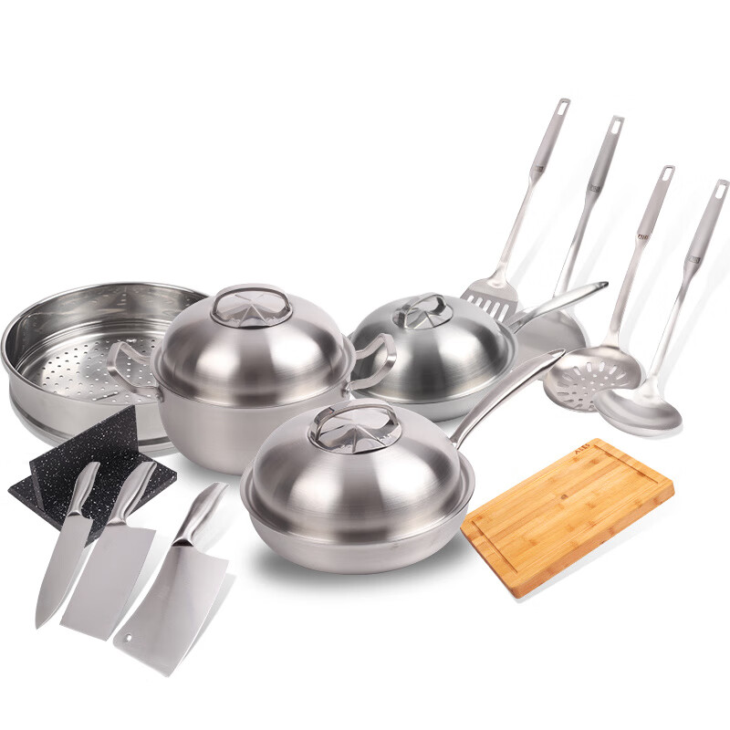 Bikeli Aileshi German 304 stainless steel pot and knife set wok steamer soup pot cutting board