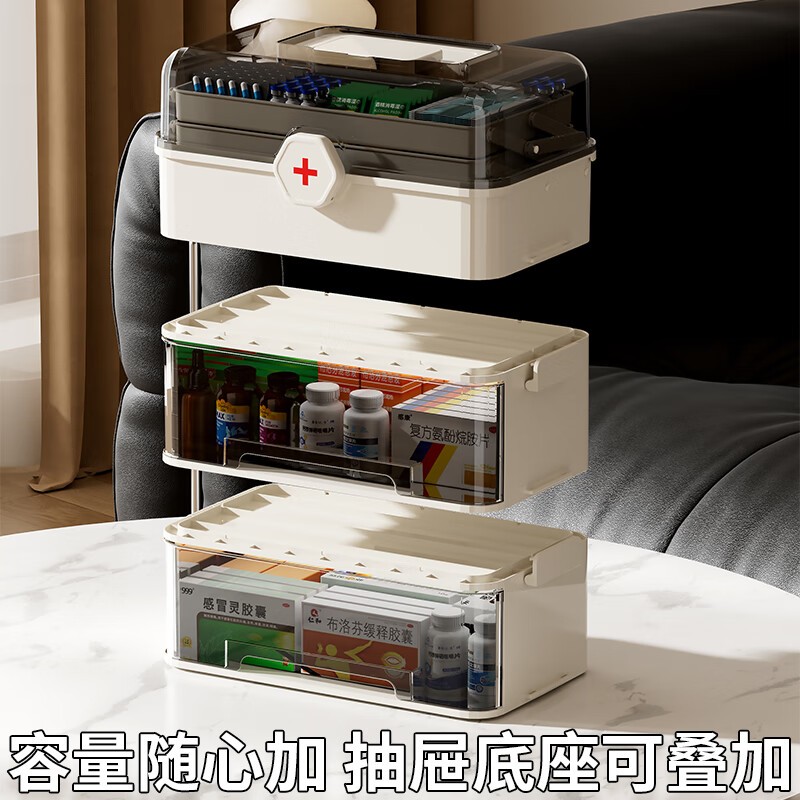 Denbigh medicine box household medicine box large-capacity medicine storage box multi-functional layered large medicine box first aid medical box