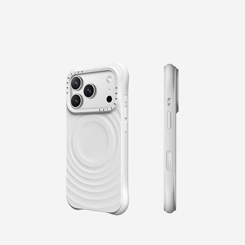 CASETIFY Solid Color Wave Phone Case MagSafe Compatible Silicone Phone Case Suitable for Apple iPhone17/16/15 Air/Plus/Pro/Max Phone Protective Case White Magsafe iPhone17 Pro Max