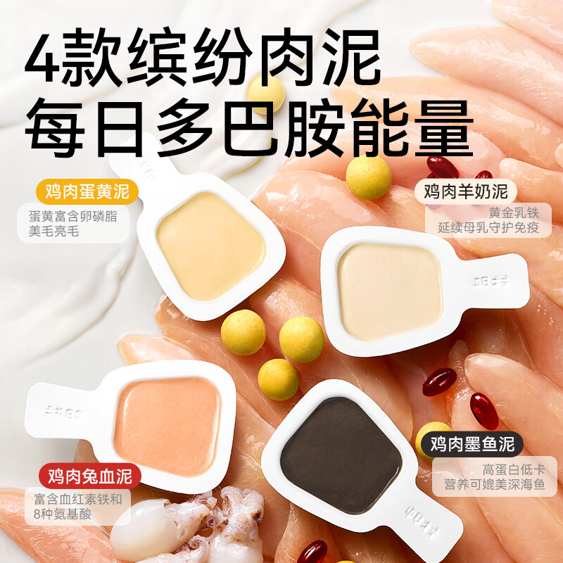 Pat Cat Spoon Raw Bone Meat Nutritional Staple Food Cat Strips Staple Food Can Non-Snack Cat Rice Mixed Flavor 4 Boxes