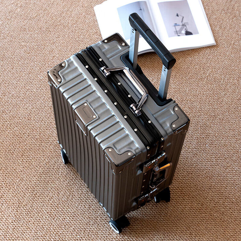 Trolley suitcase aluminum frame 20 boarding 22 large capacity 24 strong and durable 26 thickened 28 student 30 travel code gravel gray 22 inches