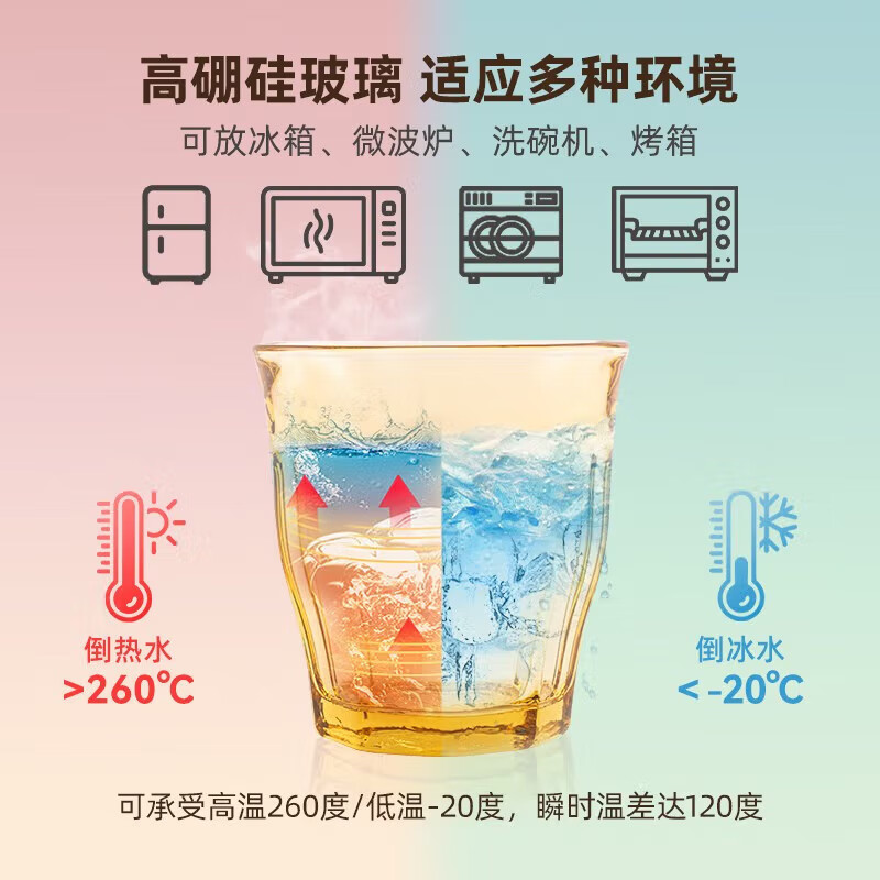 Corning tableware 4 heat-resistant glass coffee cups milk cups beer cups water cups microwave oven-friendly Belle water cups 4-piece set