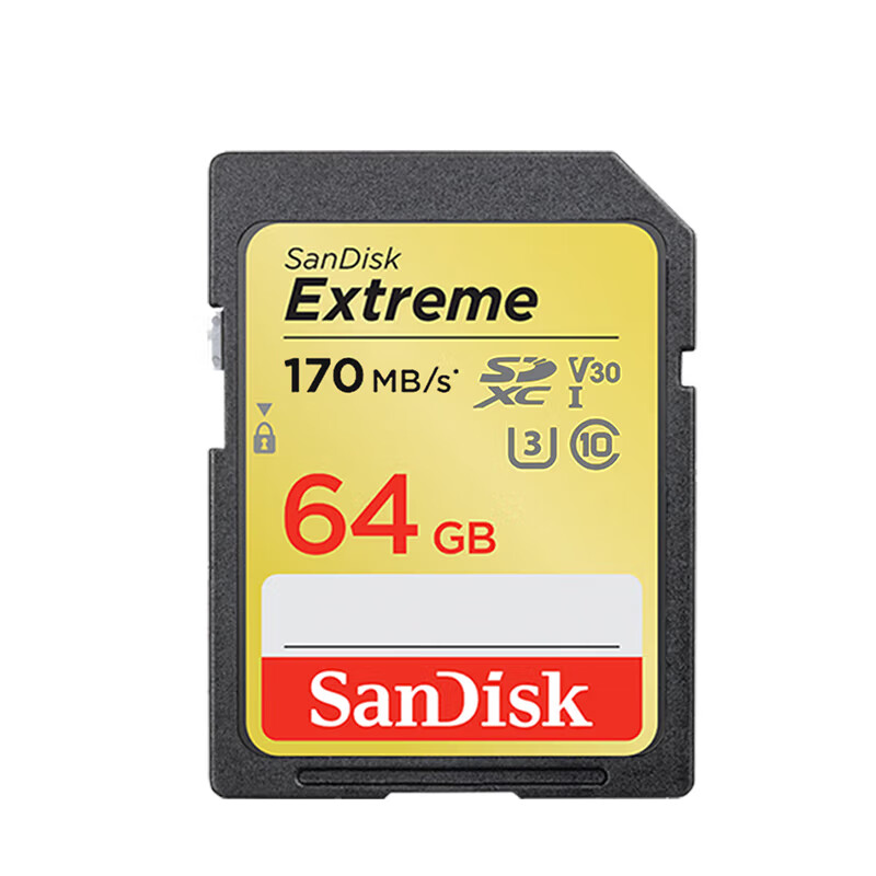 SanDisk 64GB SD memory card 4K V30 U3 C10 camera memory card reading speed 170MB/s writing speed 80MB/s high-speed continuous shooting mirrorless/SLR camera