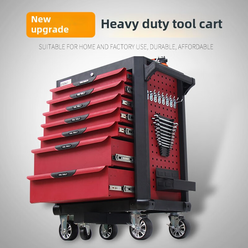 GREENER Green Forest Tool Cart Car Repair Trolley Multifunctional Mobile Tool Cabinet Iron Sheet Workshop Drawer Tool Nine-Pull Heavy Tool Cart K-09-Delivery