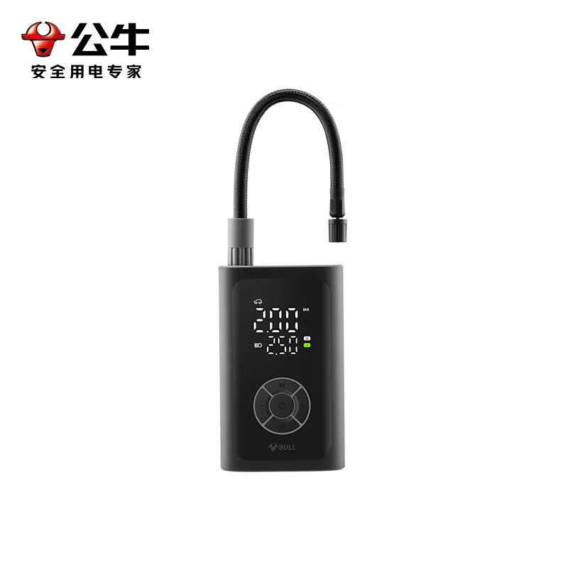 Bull (BULL) car air pump tire pressure monitoring charge to stop car tire bicycle inflatable treasure 1800mAh*2