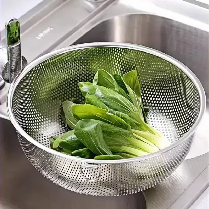 Zwilling German quality 304 stainless steel drain basket, vegetable drain basin, fruit basket, rice basket, multi-purpose basket, saves more space, single ring drain basket, outer diameter 16.5CM