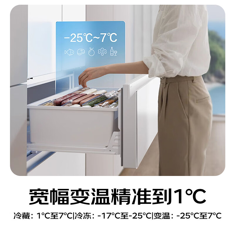 Panasonic's new subsidy Gulf French multi-door refrigerator 460 ultra-thin zero-embedded dual-system refrigerator air-cooled frost-free first-class energy efficiency NR-EW46TGC-W new Gulf 464L flat-embedded automatic ice making