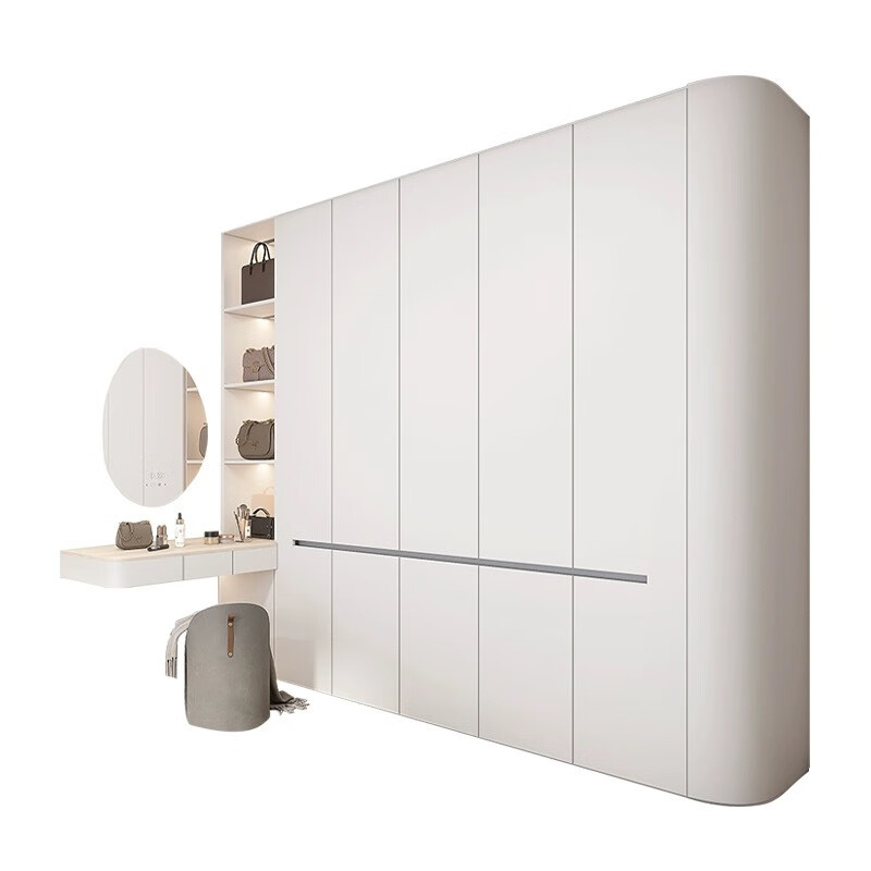 Aochaohang Guangzhou Foshan board whole house custom-made factory furniture door-to-top modern simple solid wood wardrobe cabinets PET cabinet door custom series high gloss-skin feel Square meters