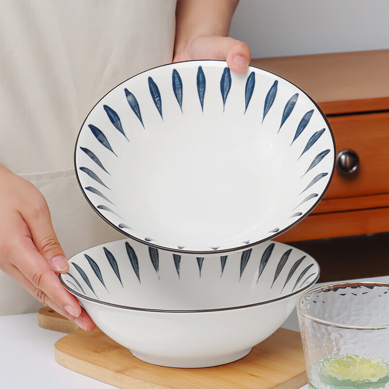Chiba 8-inch ceramic noodle bowl Japanese tableware ceramic bowl ramen bowl large bowl rice bowl instant noodle bowl soup bowl 2 8-inch noodle bowls