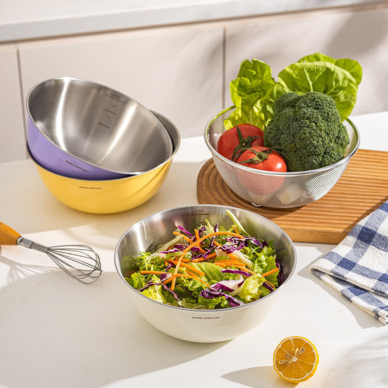 He Jiagong's vegetable sink, drain basket, stainless steel rice washing sieve, rice cleaning basin, kitchen fruit filter, rice cleaning artifact, drain basket + stainless steel basin (13cm), washable blue