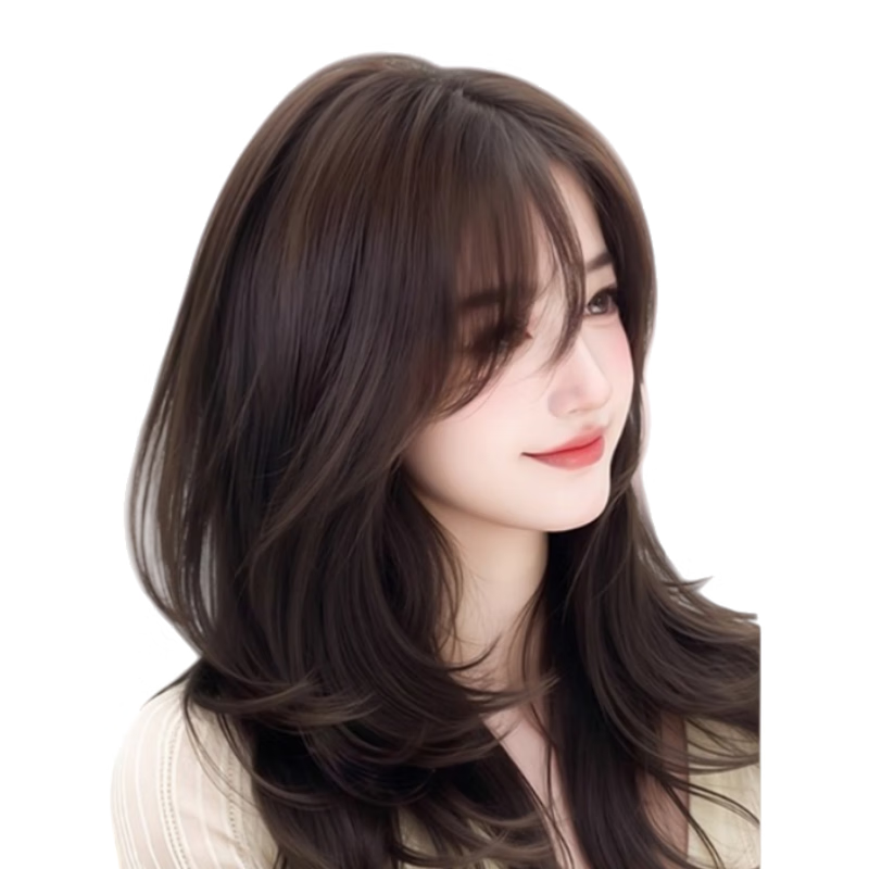 Qiansiya wig for women with long hair, no need to wear a hair net, to replace the hair on the top of the head, fluffy and increase the hair volume, cover white hair, high skull curly wig, Korean style micro curly hair - French style 9*12 natural color 45cm
