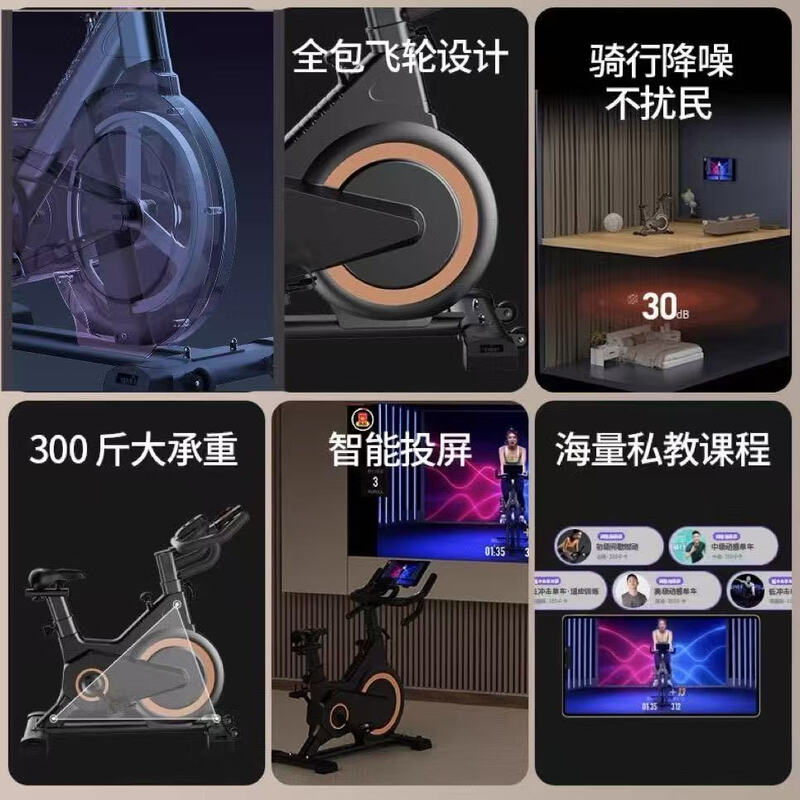 Xunmei weight loss exercise equipment dynamic bicycle gym special large flywheel sports shaping fat burning slimming exercise smart standard black upgraded thickening-Bluetooth version