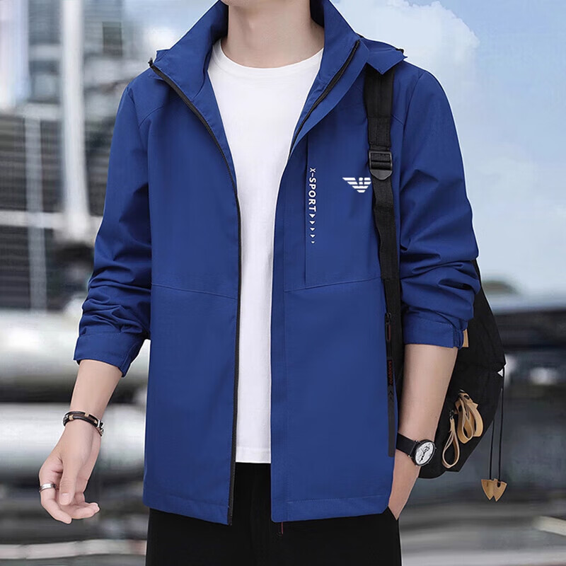 ARMANI EXCHANGE Armani 2025 new high-end jacket men's autumn and winter 2025 new sports and leisure windproof hooded men's dark gray velvet hood detachable thickened L 105-120 pounds