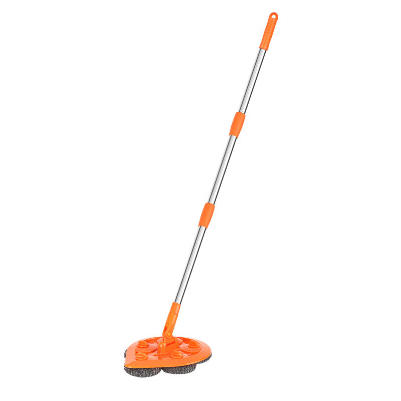 Wipe floor tiles long-handled brush steel wire ball floor brush to remove moss artifact outdoor cleaning pool fish pond brush mop Orange steel ball brush + steel wire replacement head 10 pieces