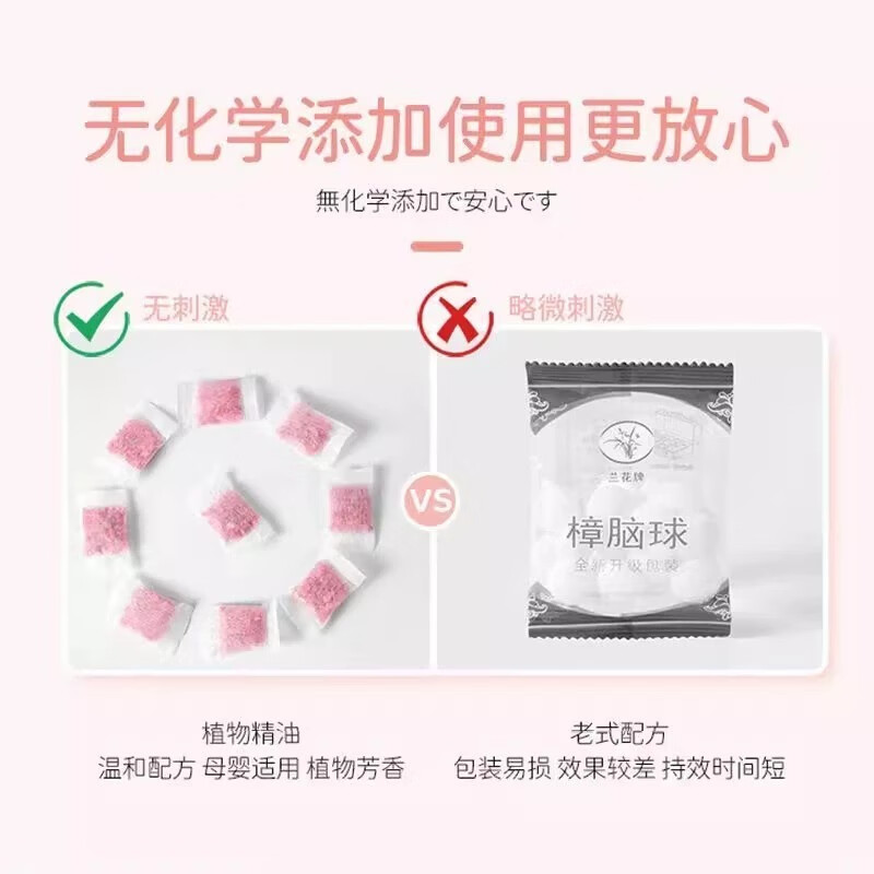 Floral scented mothballs, wardrobe deodorizing and fragrant clothes, insect repellent and mildew proof package, anti-cockroach ball, anti-moth tablets and mite removal tablets, upgraded rose scent 1 bag/48 packs