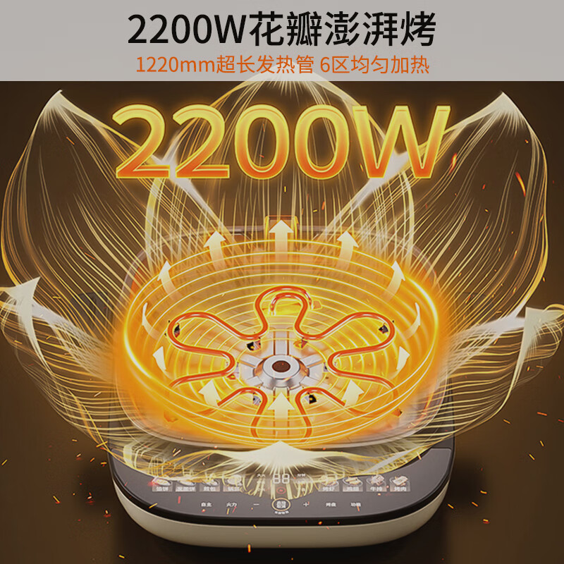 Joyoung 0 fluorotitanium porcelain high-power petal heating electric cake stall far infrared three-dimensional pancake pan breakfast machine upper and lower detachable sandwich pancake machine GK350