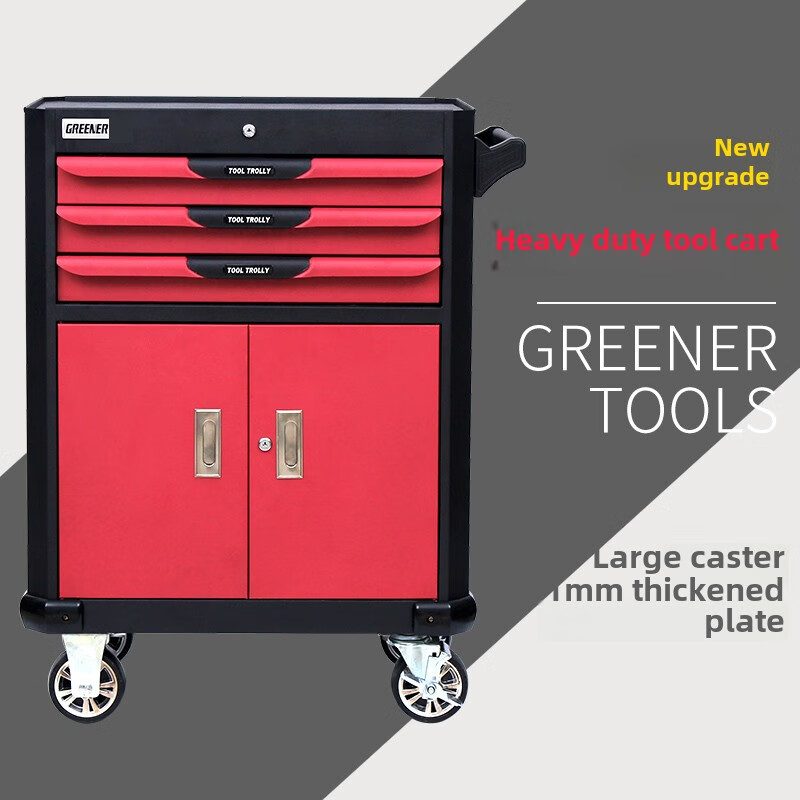 GREENER Green Forest Tool Cart Car Repair Trolley Multifunctional Mobile Tool Cabinet Iron Sheet Workshop Drawer Tool Nine-Pull Heavy Tool Cart K-09-Delivery