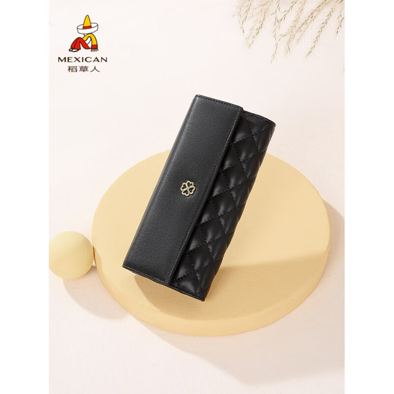 Scarecrow (MEXICAN) wallet women's genuine leather black wallet small niche coin purse cowhide exquisite leather wallet card holder black-short style