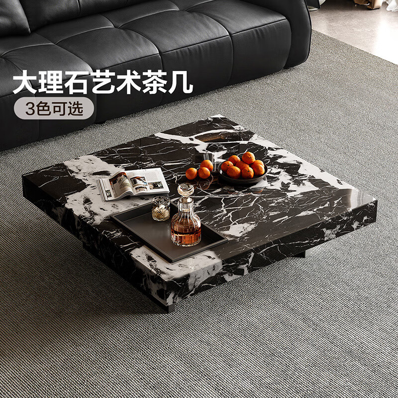 Quanyou Home Tea Table Living Room Modern Simple Marble Rectangular Coffee Table Light Luxury High-Quality New Tea Table