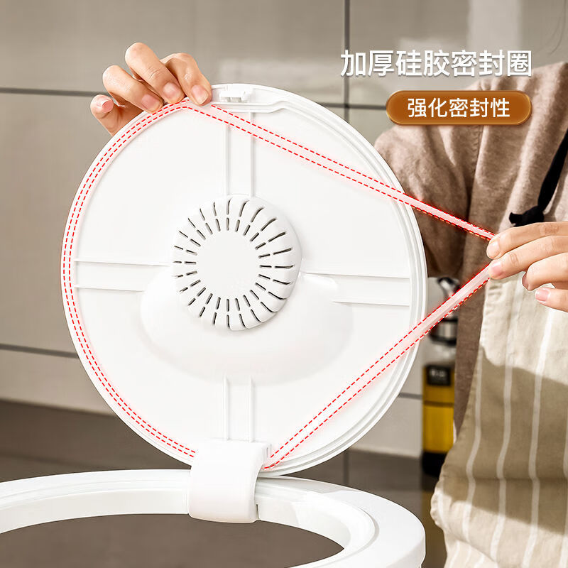 Cat-loaded rice bucket household insect-proof and moisture-proof sealed grade rice storage box kitchen rice cylinder flour storage tank material sapphire green 10 catties gift measuring cup