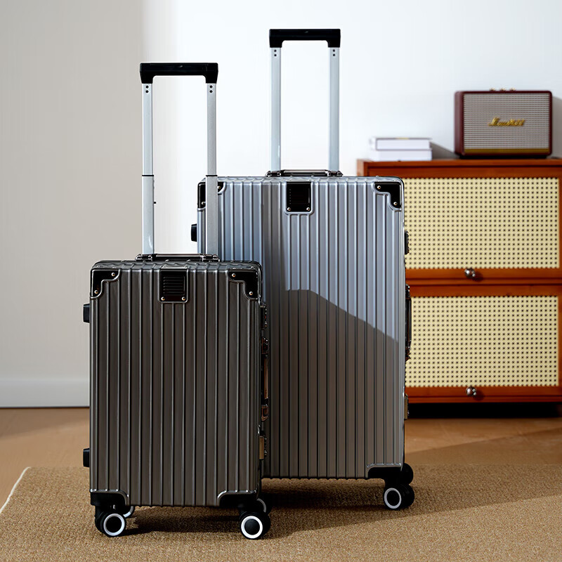 Trolley suitcase aluminum frame 20 boarding 22 large capacity 24 strong and durable 26 thickened 28 student 30 travel code gravel gray 22 inches